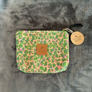 Green and Pink Leopard Cosmetic Bag